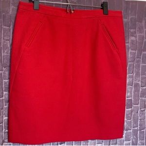 True Red Pencil Skirt with Pockets